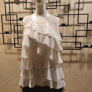 Cream Front Layered Ruffeled Blouse